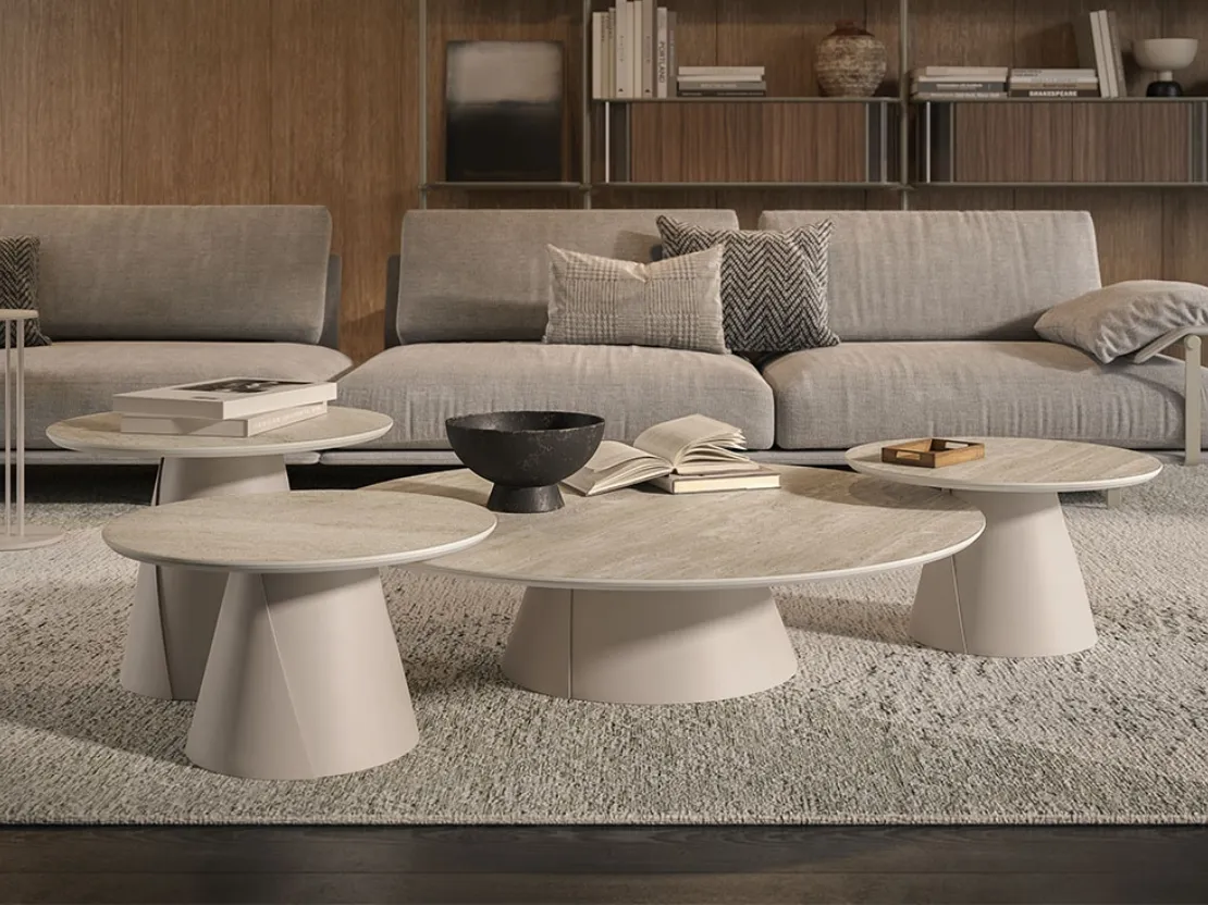Tavolino con base in metallo e piano in ceramica Marmi Albert Keramik di Cattelan Italia