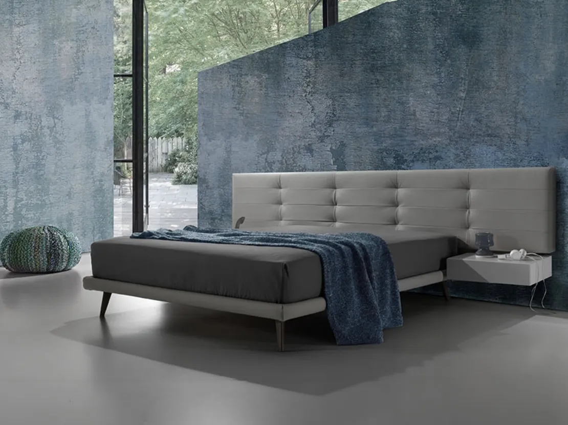 Letto in pelle con testiera trapuntata Twist Tess 290 di Excò
