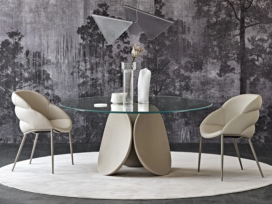 Tavolo scultura rotondo in vetro trasparente Maxim di Cattelan Italia