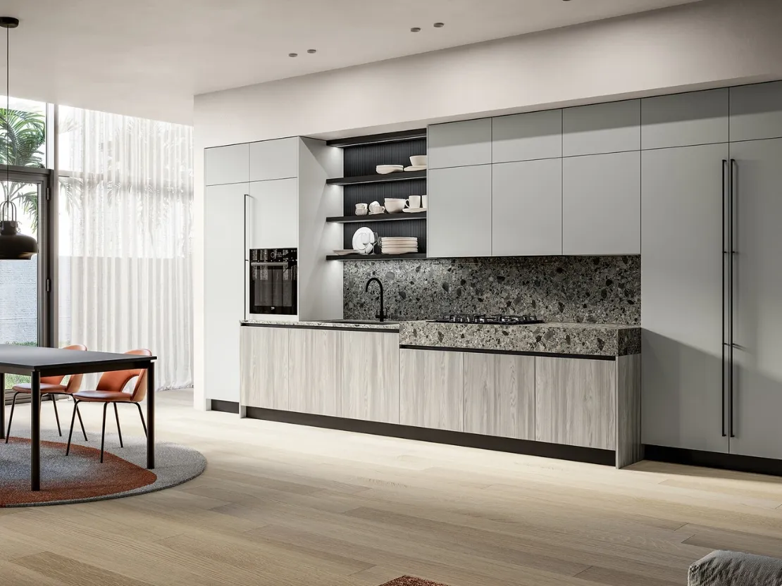Cucina Moderna lineare Cloe 02 in laminato e laccato di Arredo3