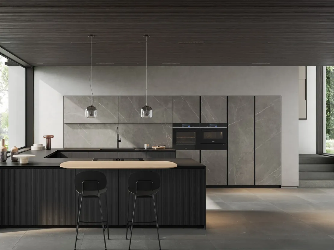 Cucina Moderna con penisola Glass 04 di Arredo3